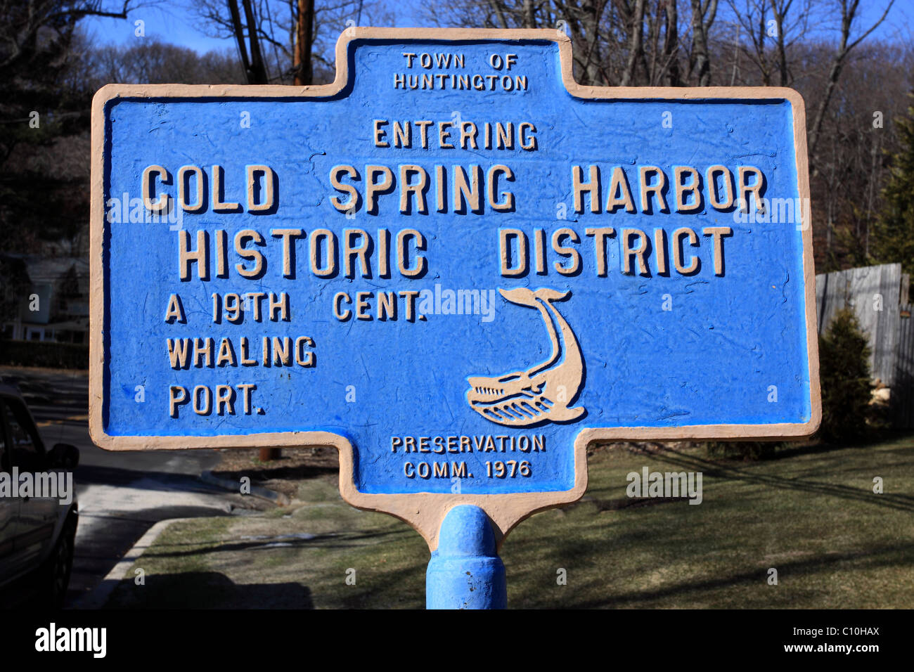 Historical marker, Cold Spring Harbor, Long Island, NY Stock Photo Alamy