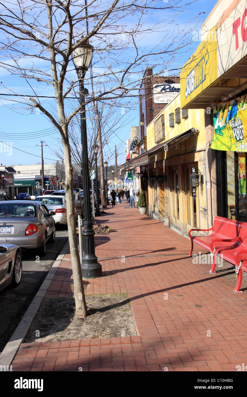 Stores on New York Ave. / Route 110, Huntington, Long Island NY Stock