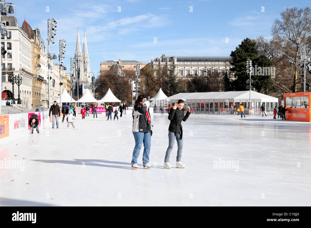 15th Eistraum ice skating rink at the new city hall, Vienna, Austria, Europe Stock Photo