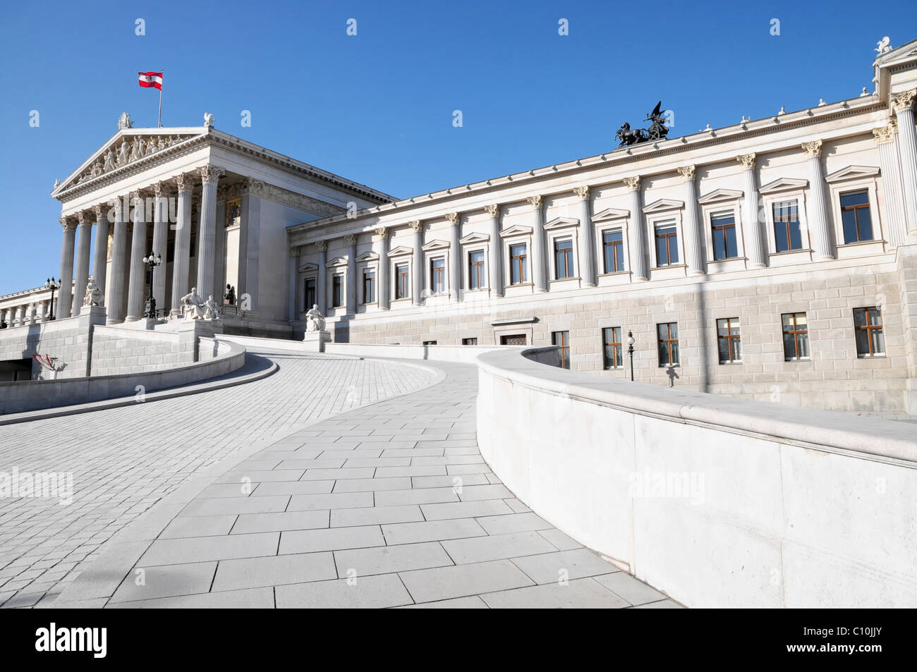 Driveway to the parliament, Vienna, Austria, Europe Stock Photo