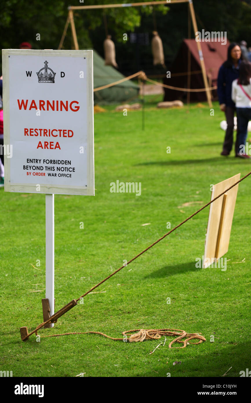 WW2 War Department sign Warning Restricted Area Stock Photo
