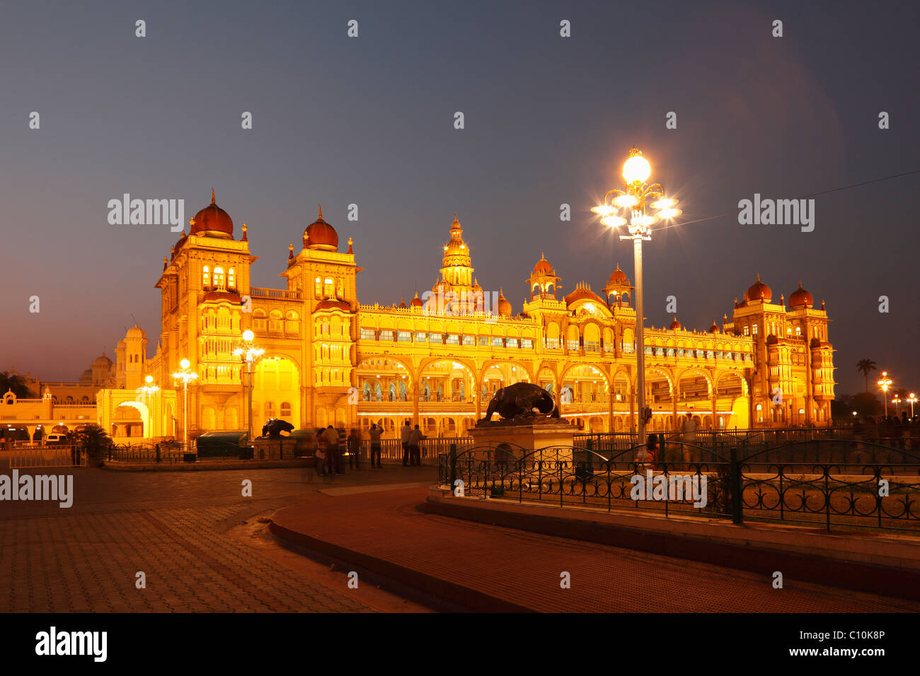 Maharaja Palace, Mysore Palace, illumination at night, Mysore, Karnataka, South India, India, South Asia, Asia Stock Photo