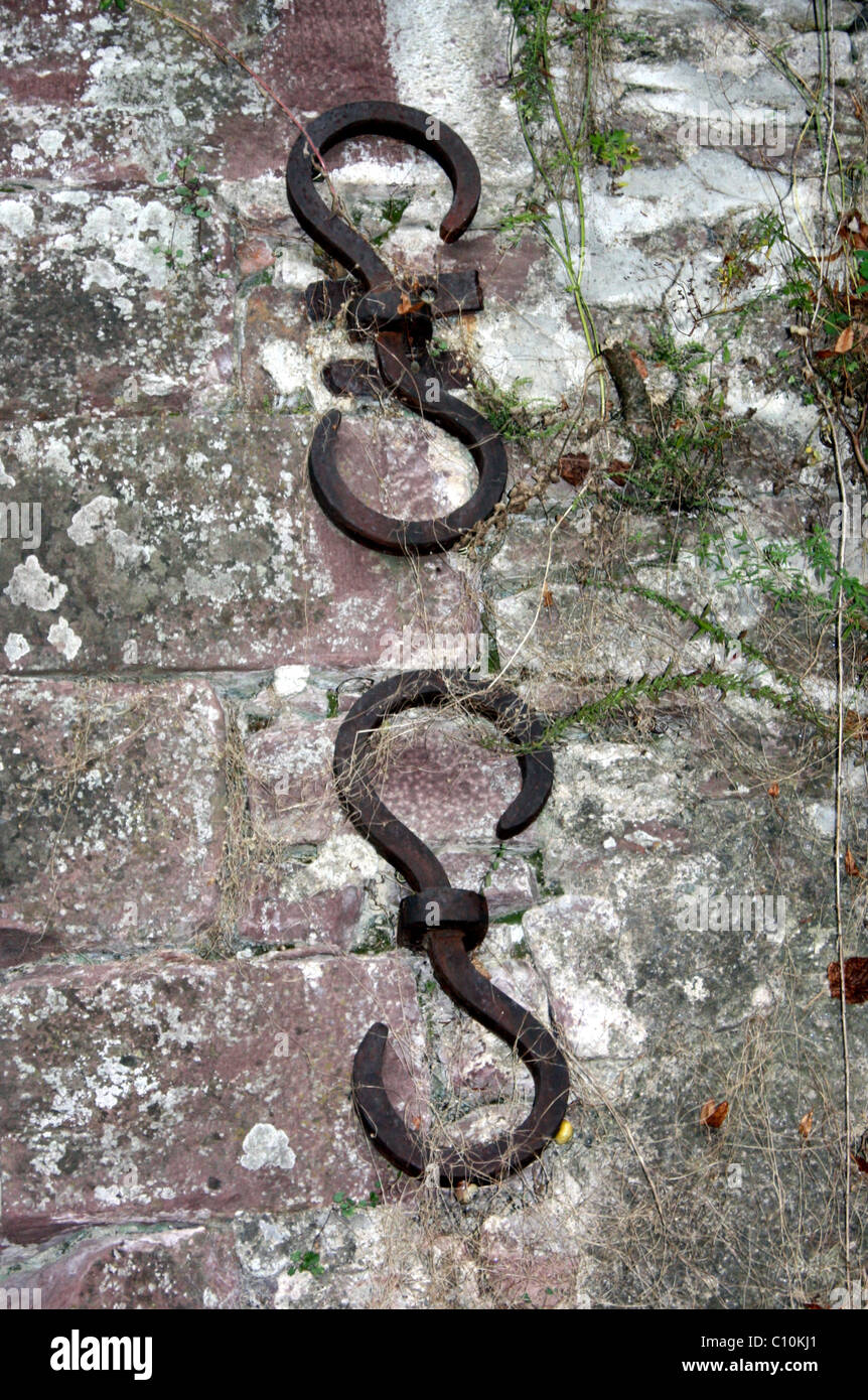 Wall anchors in a old wall of a castle Stock Photo