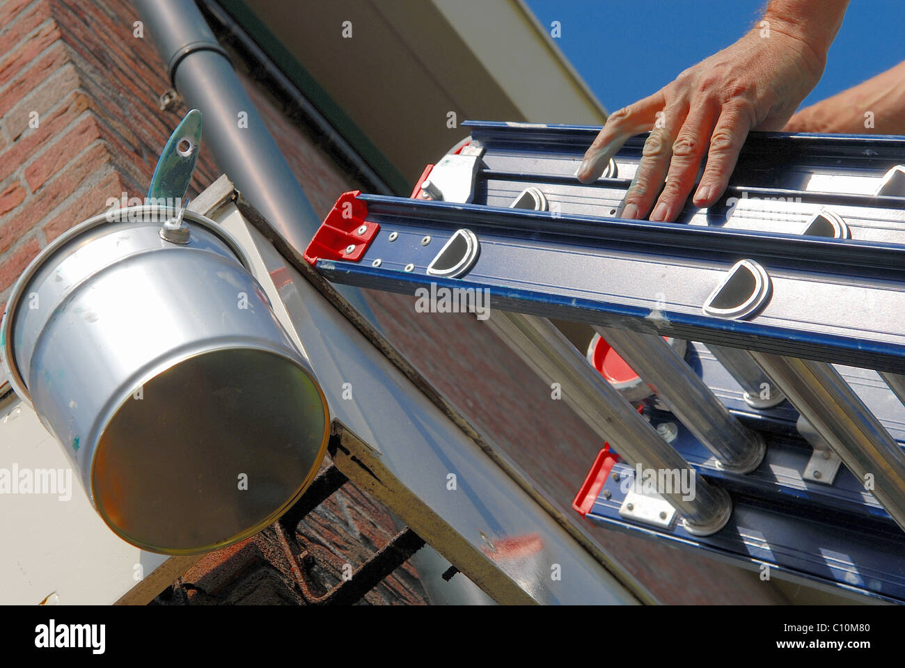 Paint bucket and ladder Stock Photo Alamy