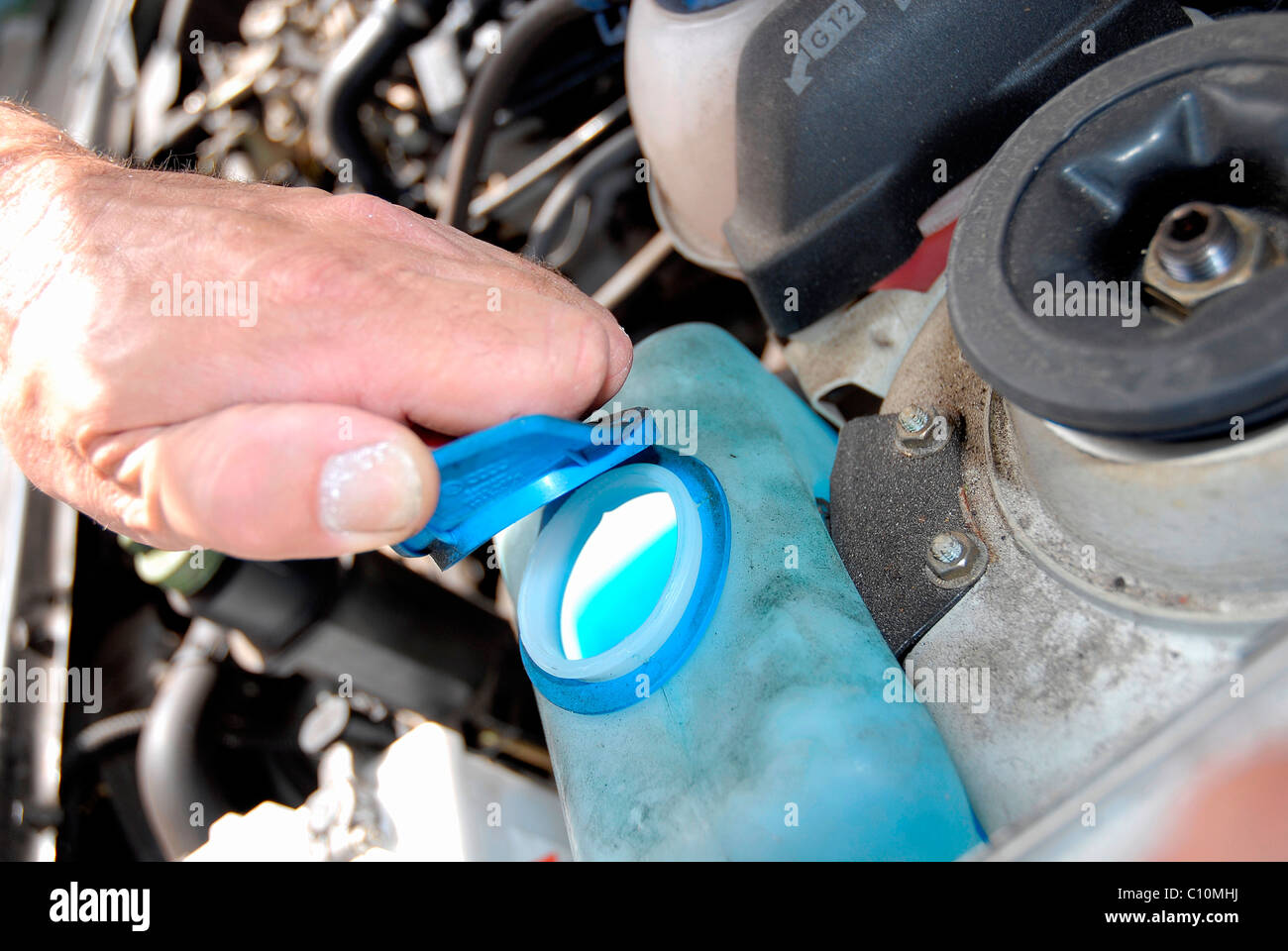 Car windscreen washer fluid Stock Photo Alamy