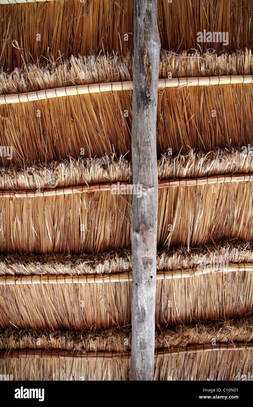 Hut palapa traditional cabin sun roof wiev from above Mexico architecture Stock Photo