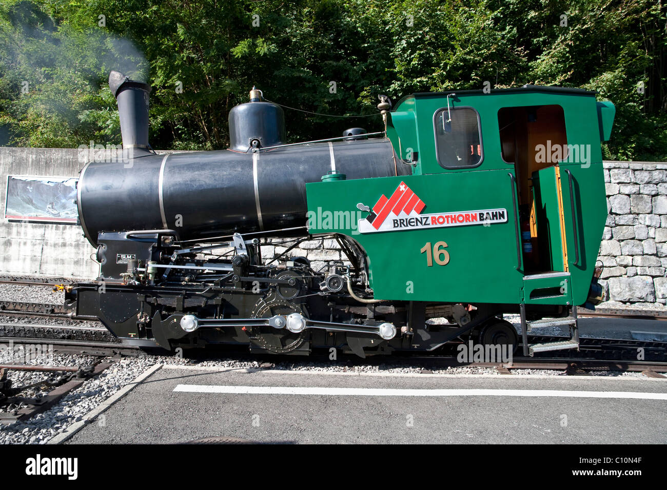 Steam locomotive of the Brienz-Rothorn-Bahn rack railway, Bernese Oberland, Switzerland, Europe Stock Photo