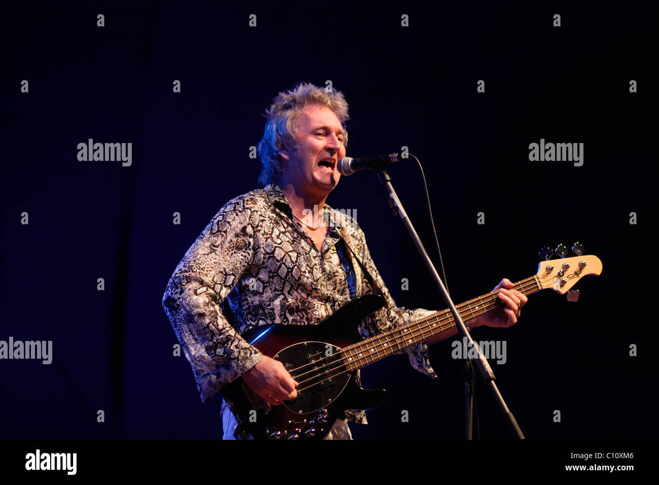The British glamrock band The Sweet, singer and bassist Peter Lincoln at the Classic Rock Night at the Sporthalle Oberwerth Stock Photo