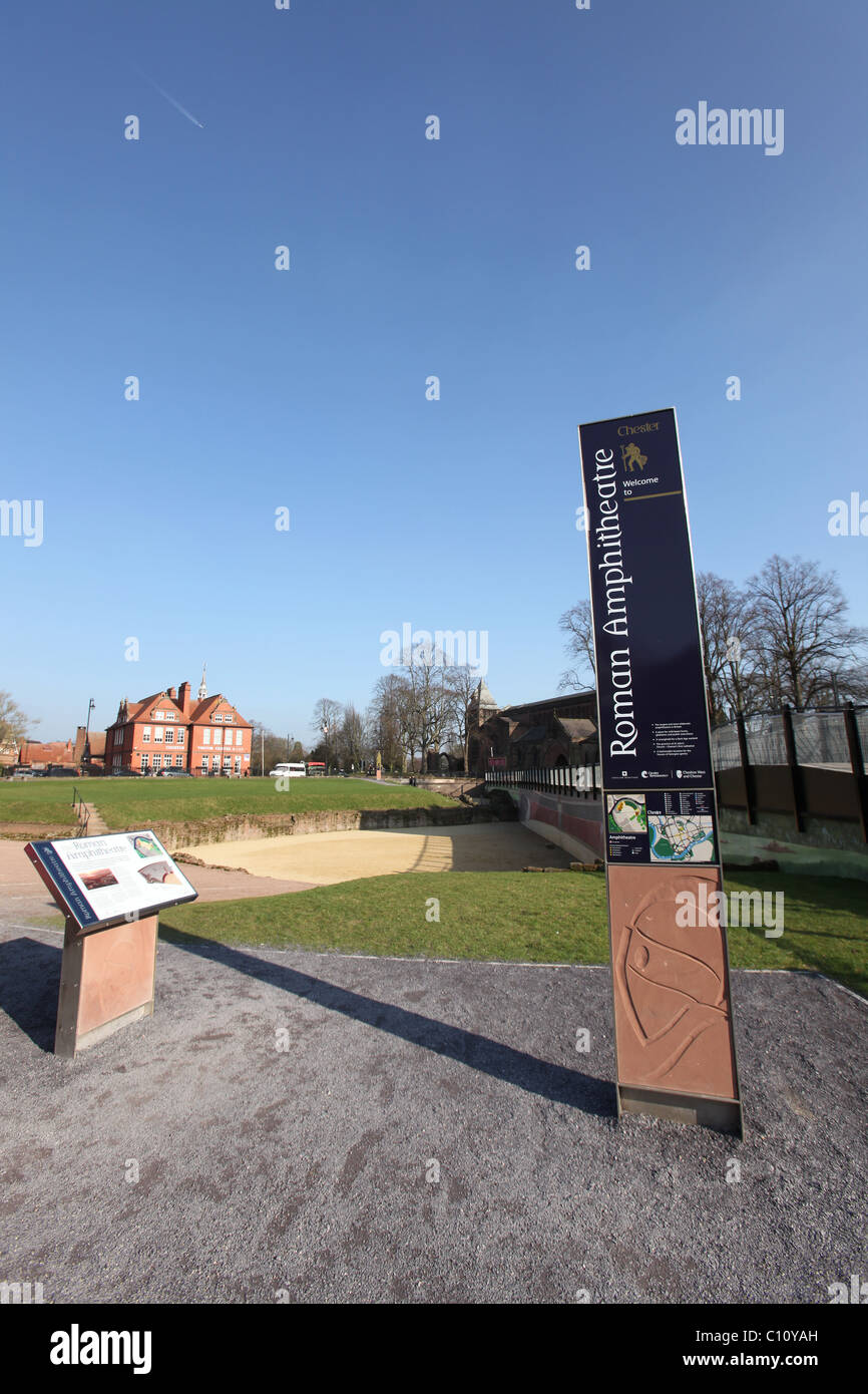 City of Chester, England. Information sign at Chester’s Roman ...
