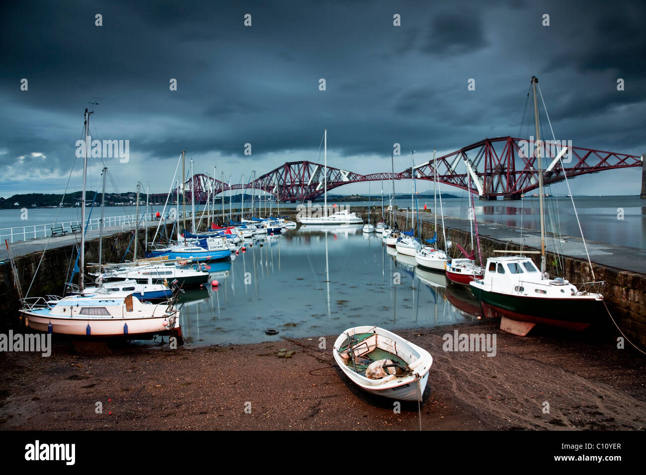 The Port of Queensferry with the Forth Railway Bridge, Scotland, United Kingdom, Europe Stock Photo