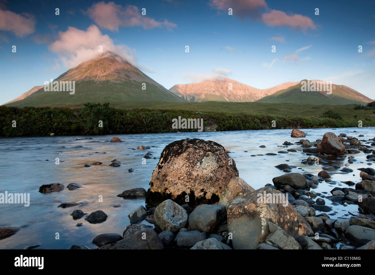 The River Sligachan on the Isle of Skye, Highland Council, Scotland, United Kingdom, Europe Stock Photo