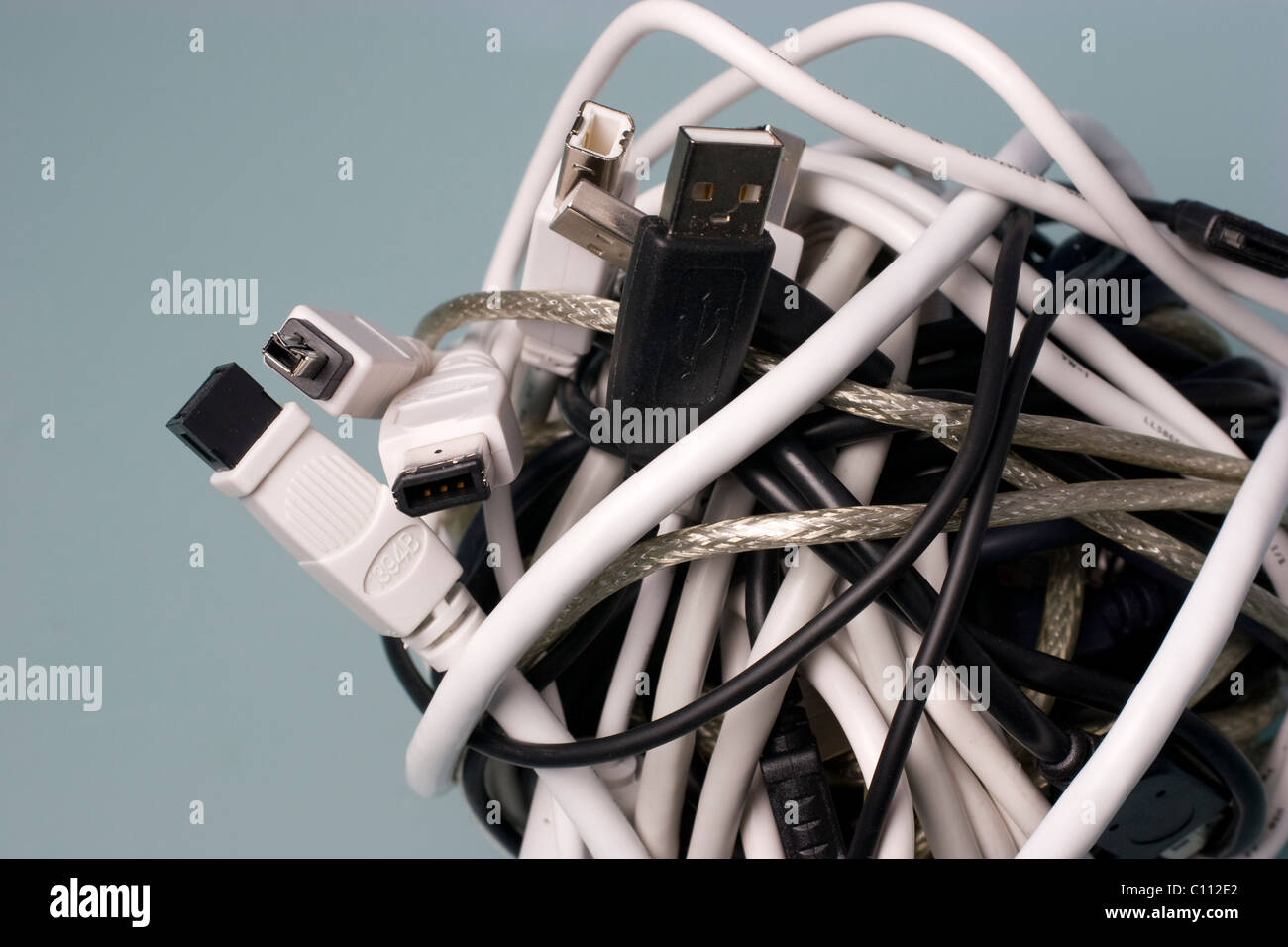 Ball of wires and cables tangled Stock Photo Alamy