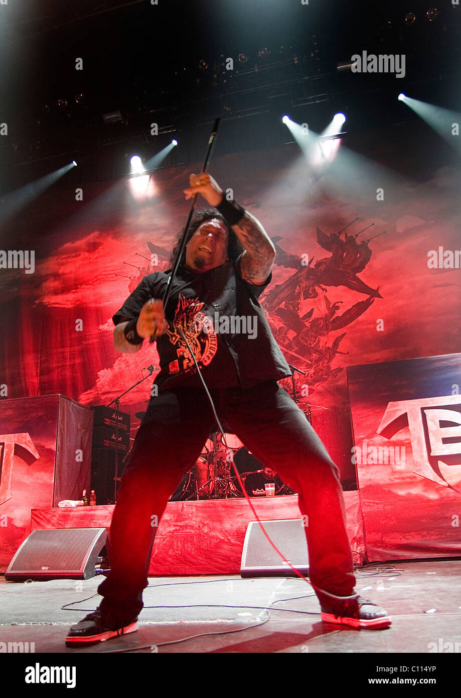 Chuck Billy of Testament performing at Manchester Apollo Manchester