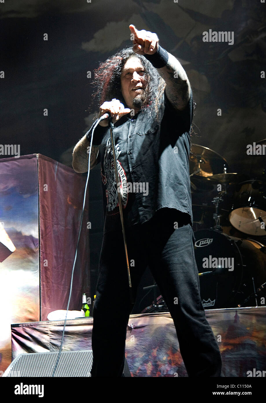 Chuck Billy of Testament performing at Manchester Apollo Manchester