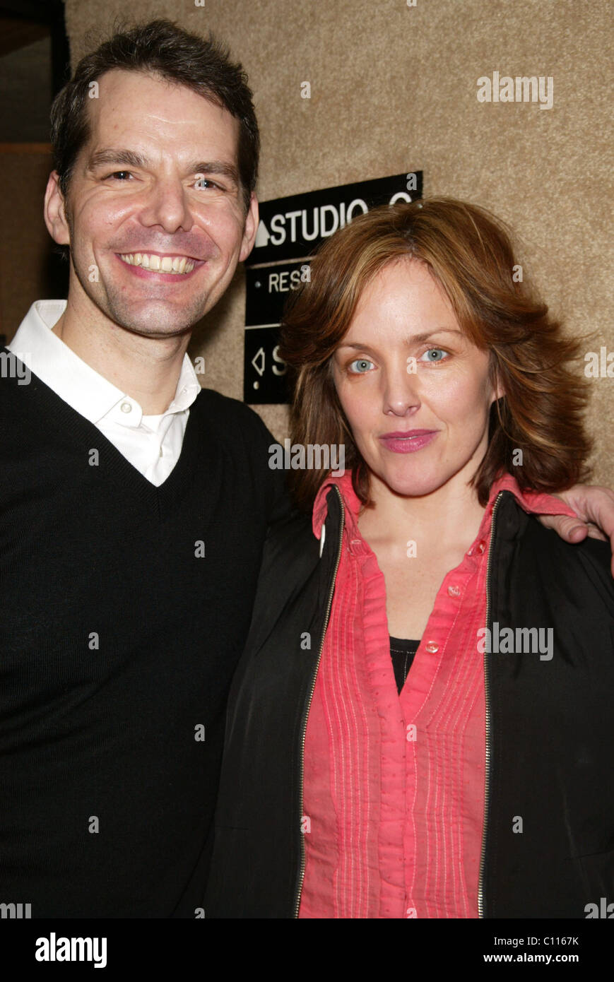 J. Robert Spencer and Alice Ripley Recording session for the musical 'Next To Normal' held at Avantar Recording Studios New Stock Photo