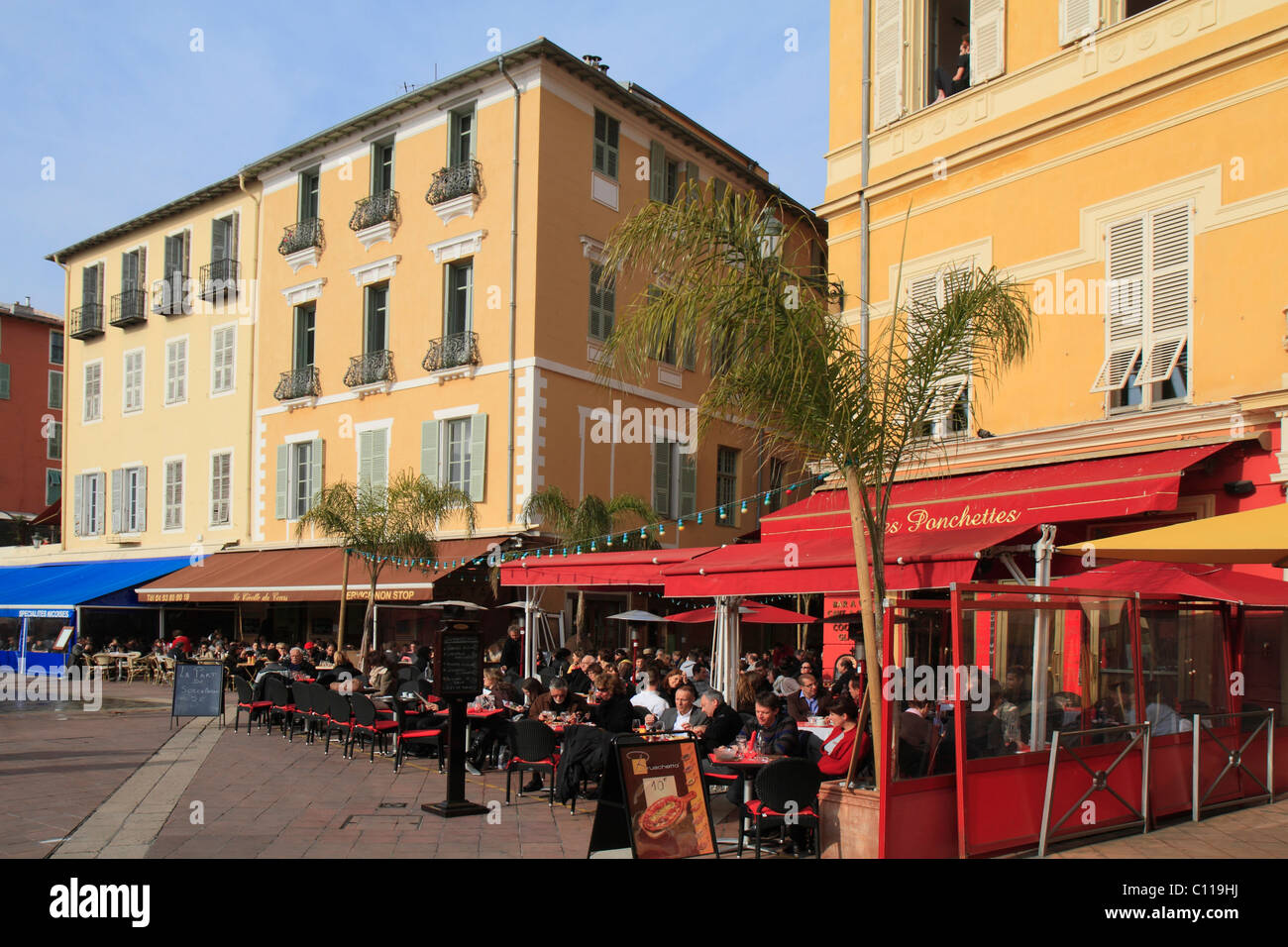 Place Félix restaurant, Cours Saleya, Nice, Alpes Maritimes, Région Provence-Alpes-Côte d'Azur, France, Europe Stock Photo