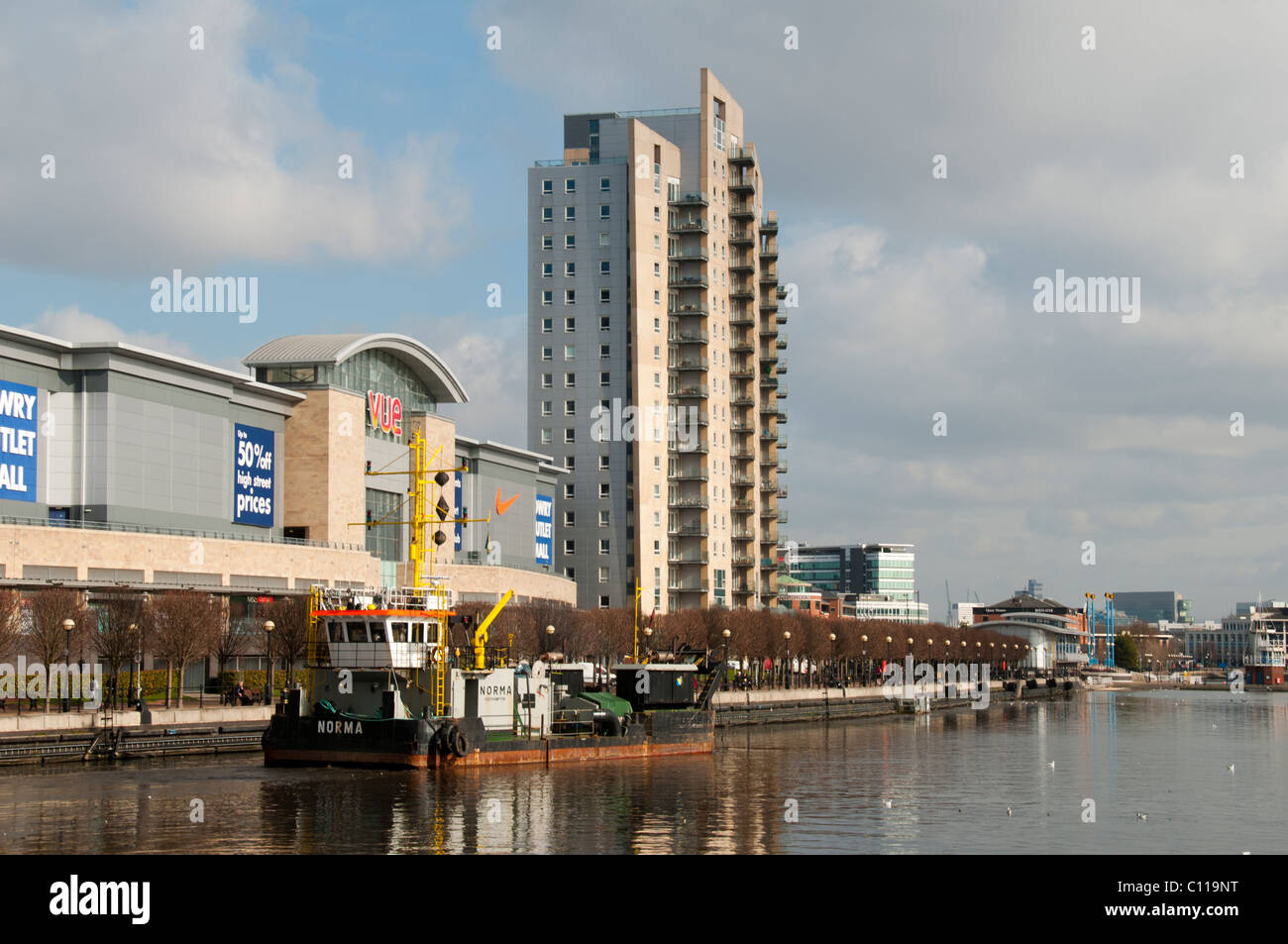 The plough dredger 'Norma' at Salford Quays, Manchester, England, UK