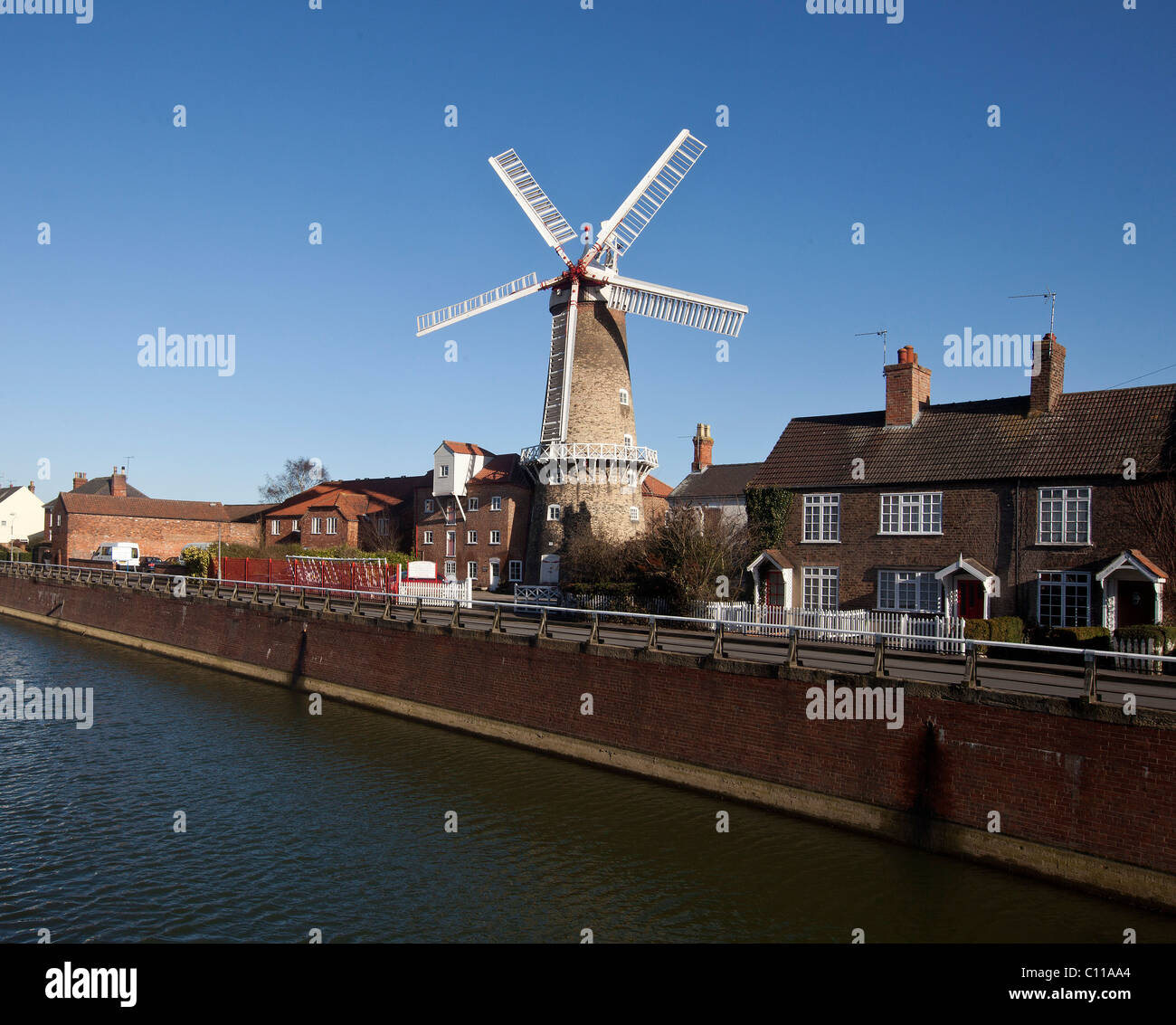 Boston, Lincolnshire. Pictured is the Maud Foster Mill by the canal in Boston centre. Photo by Fabio De Paola Stock Photo