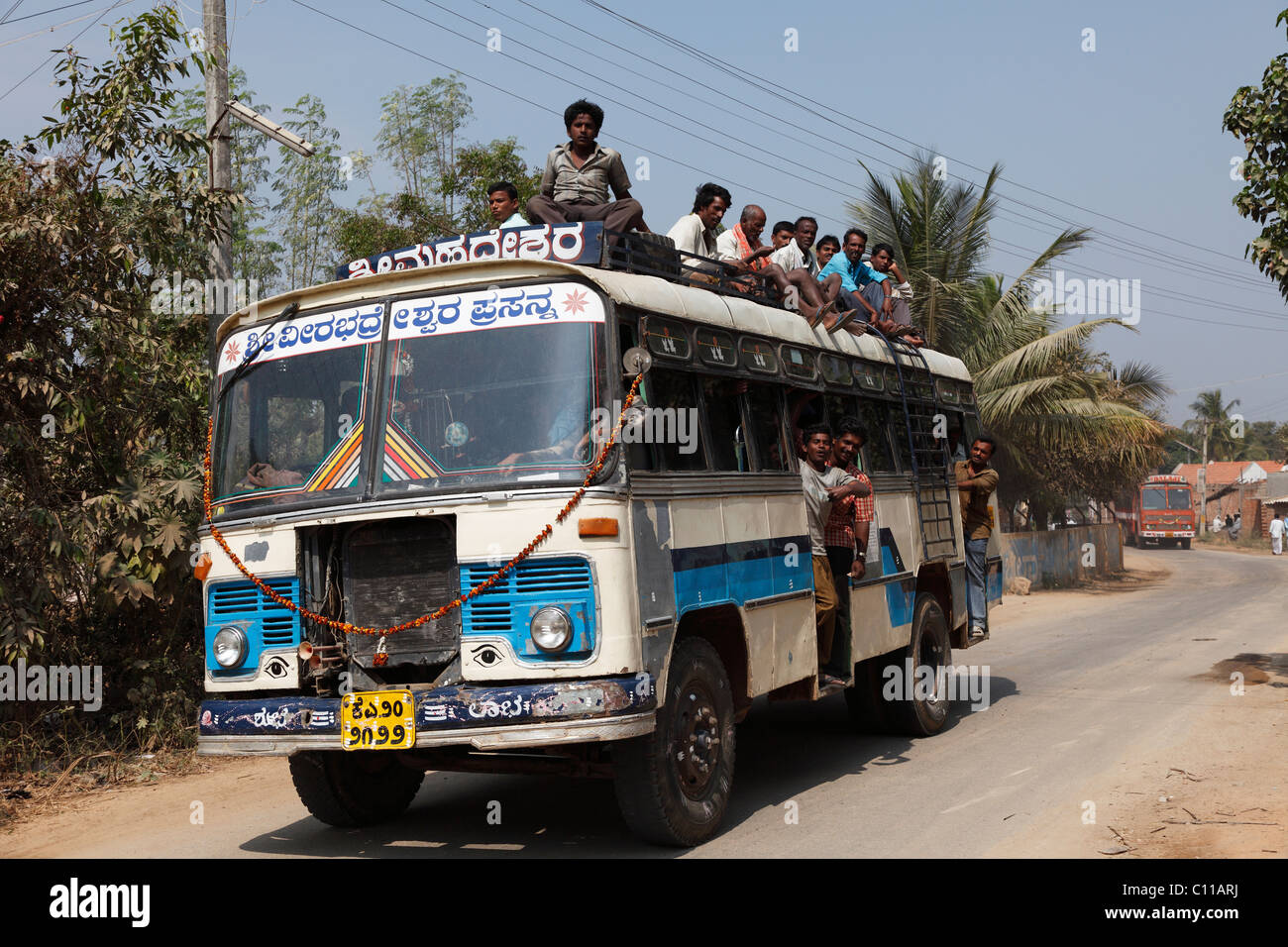 Local transport bus near Bannur, Karnataka, South India, India, South