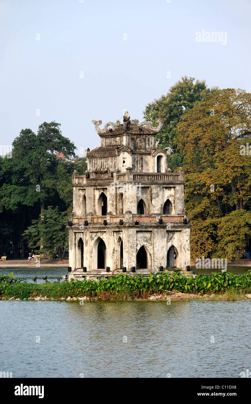 Thap Rua, Tortoise Tower, Hoan Kiem Lake, Hanoi, North Vietnam, Vietnam, Southeast Asia, Asia Stock Photo