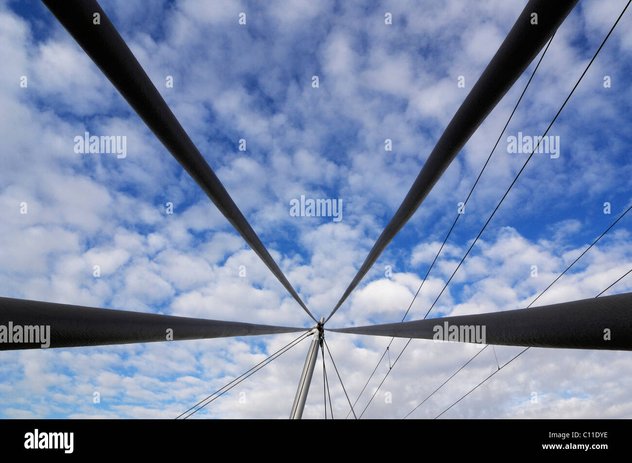 Cable-stayed bridge, Am Muenchner Tor, Tram 23, Munich, Bavaria, Germany, Europe Stock Photo