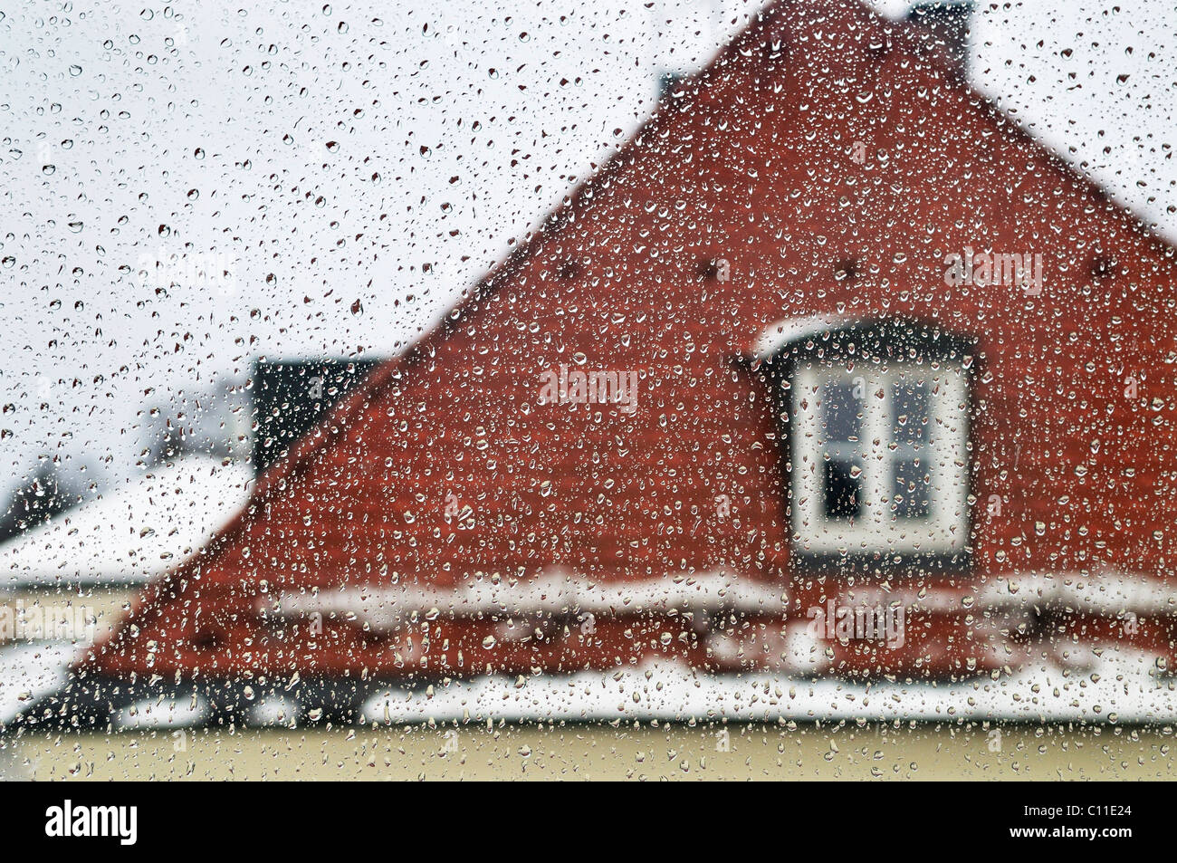 Window with raindrops, Germany, Europe Stock Photo
