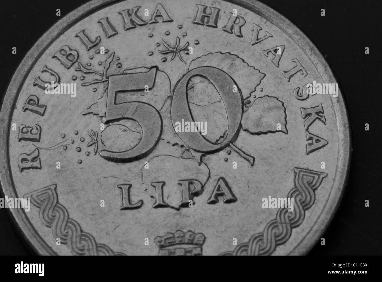 Hrvatska Croatia Coin Macro Close-Up Money Stock Photo