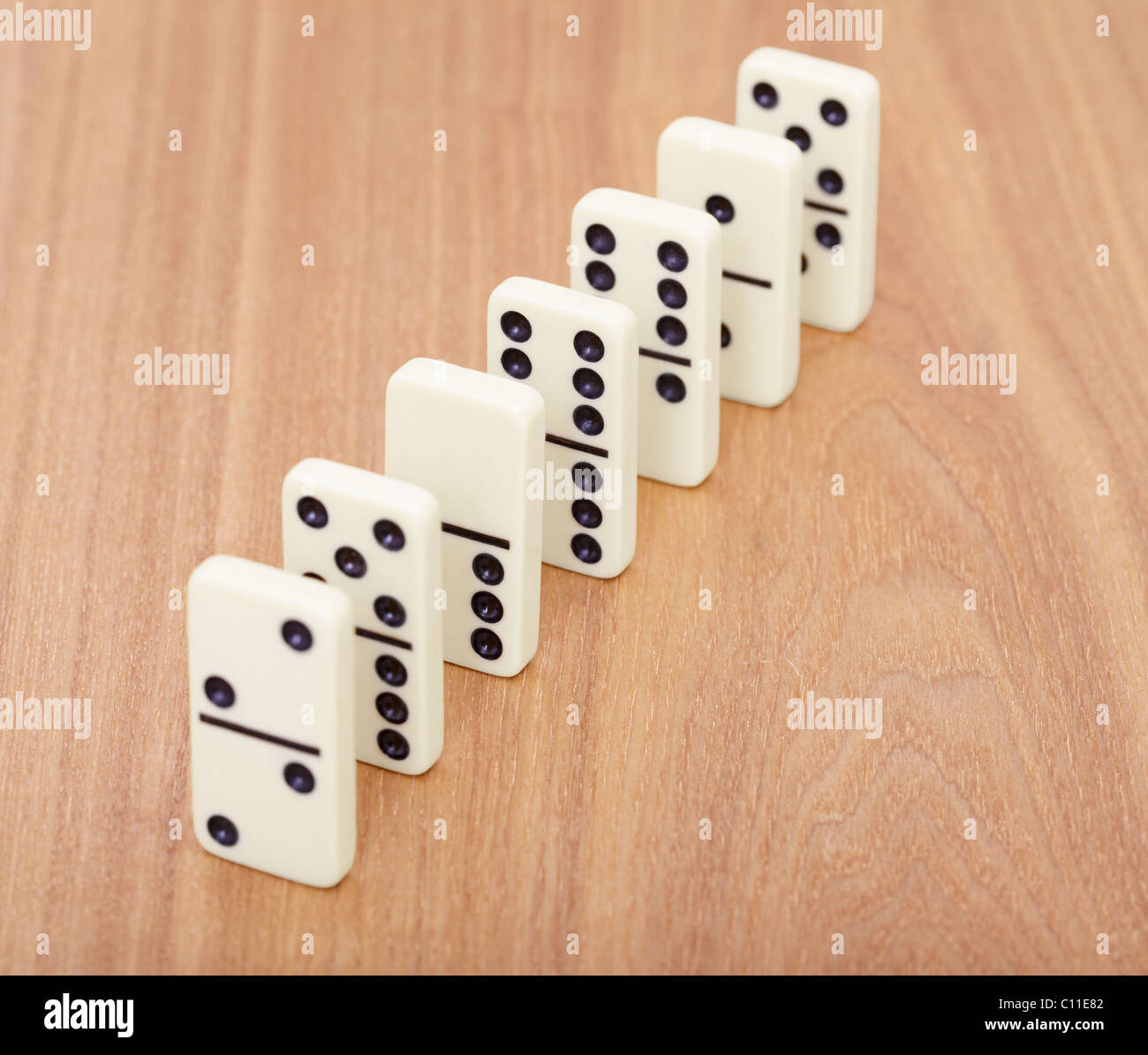 A line from dominoes Stock Photo