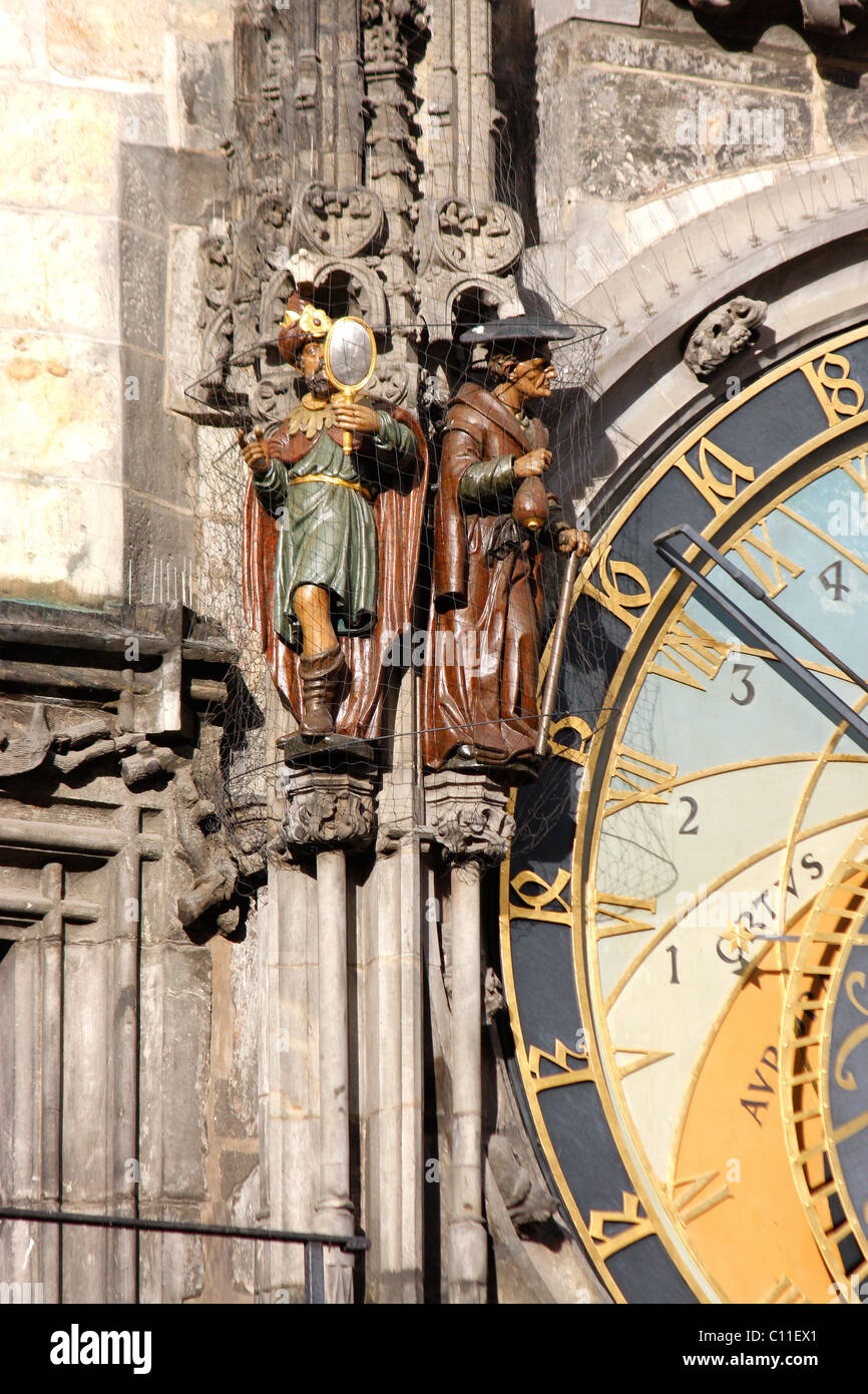 Part of the famous and historical Astronomical Clock built in to one side of the Old Town Hall Tower in Prague,Czech Republic. Stock Photo