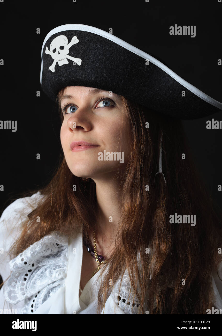 Portrait of young beautiful girl - sea pirate Stock Photo