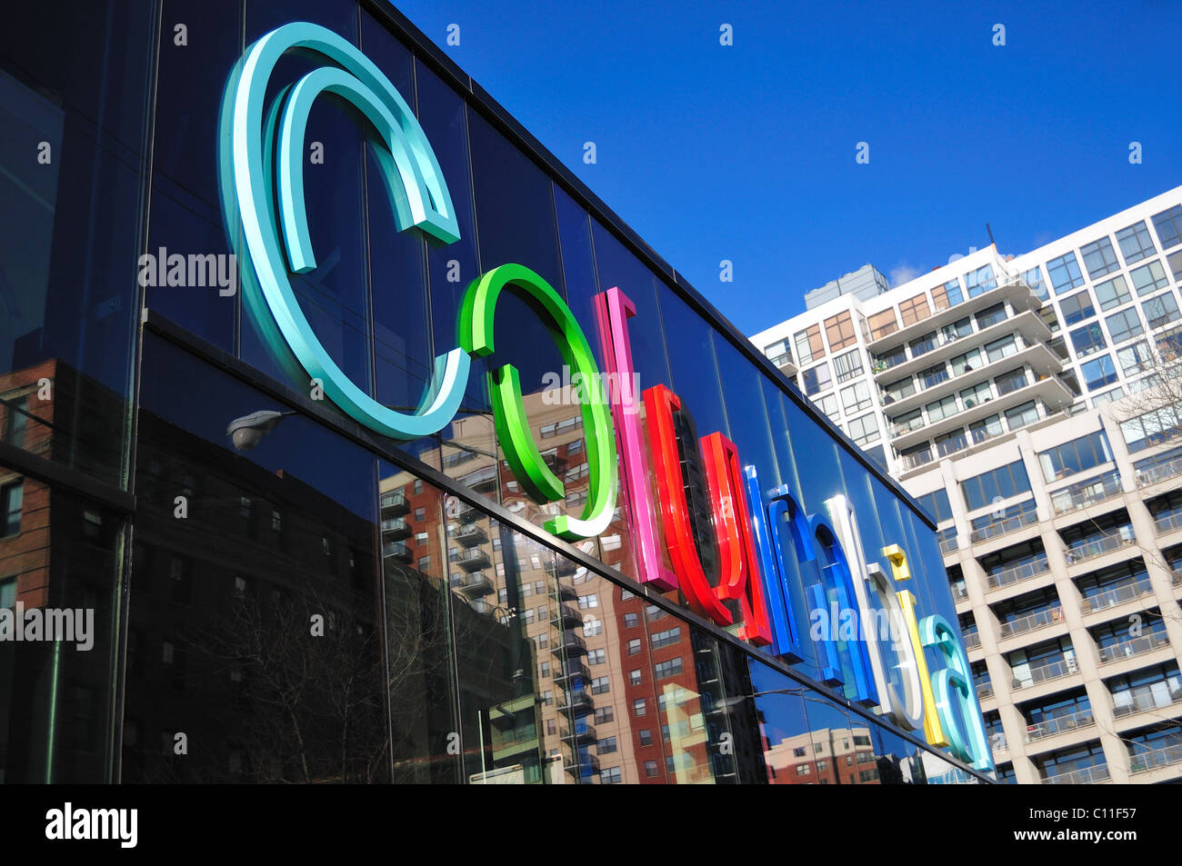 Columbia college neon sign reflects hires stock photography and images