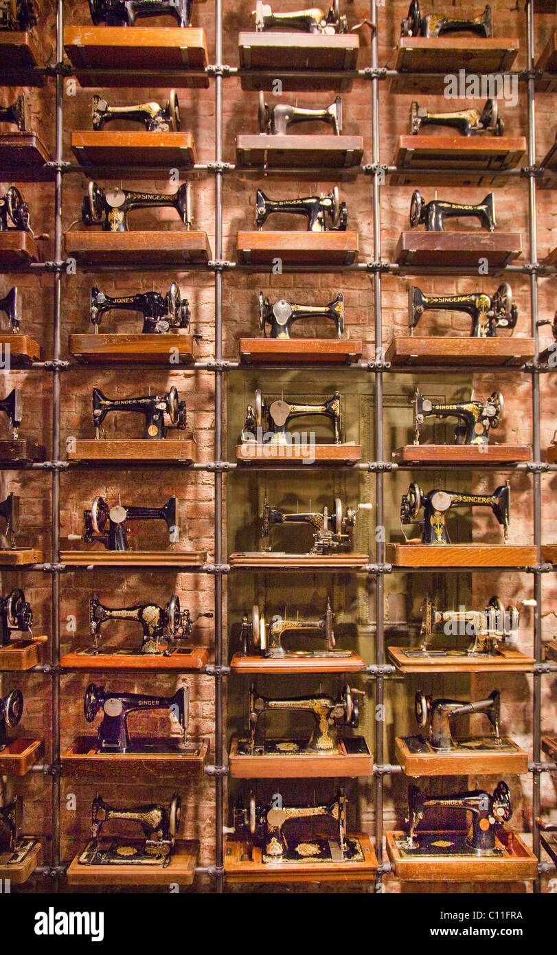 old Singer sewing machine display Stock Photo Alamy