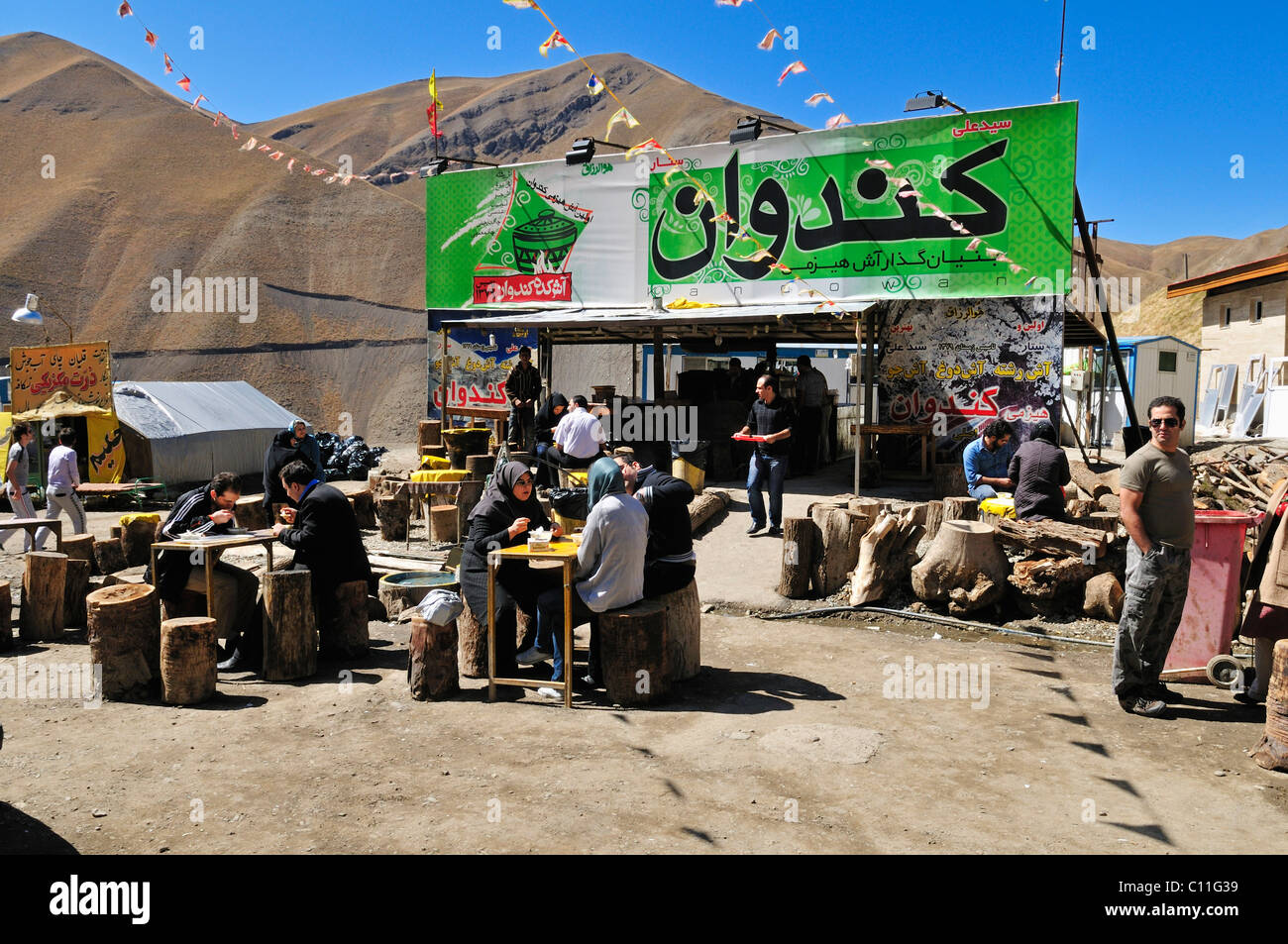 Snack bar or takeaway in the Alborz Mountains, Iran, Persia, Asia Stock Photo