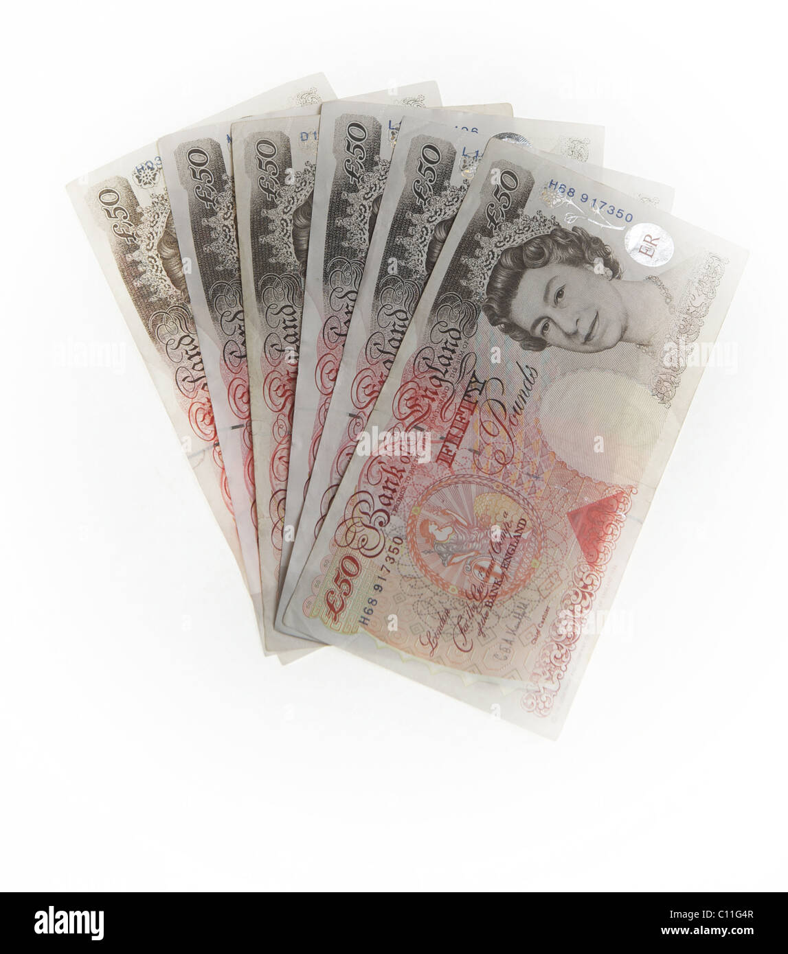 pile of pound notes, sterling Stock Photo