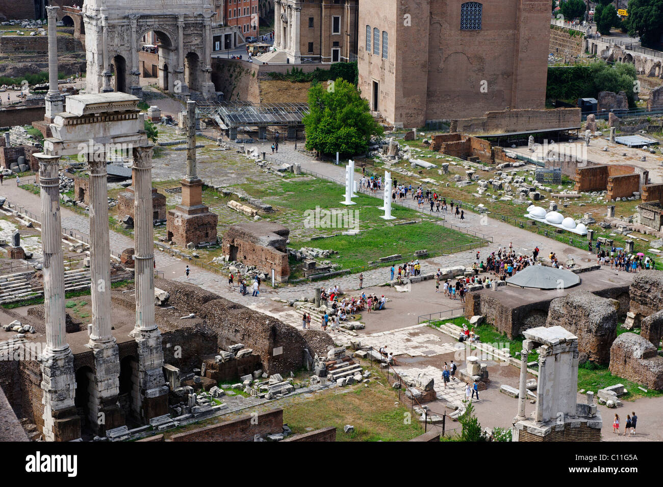 View from the Palatine Hill on the Forum Romanum or Roman Forum ...