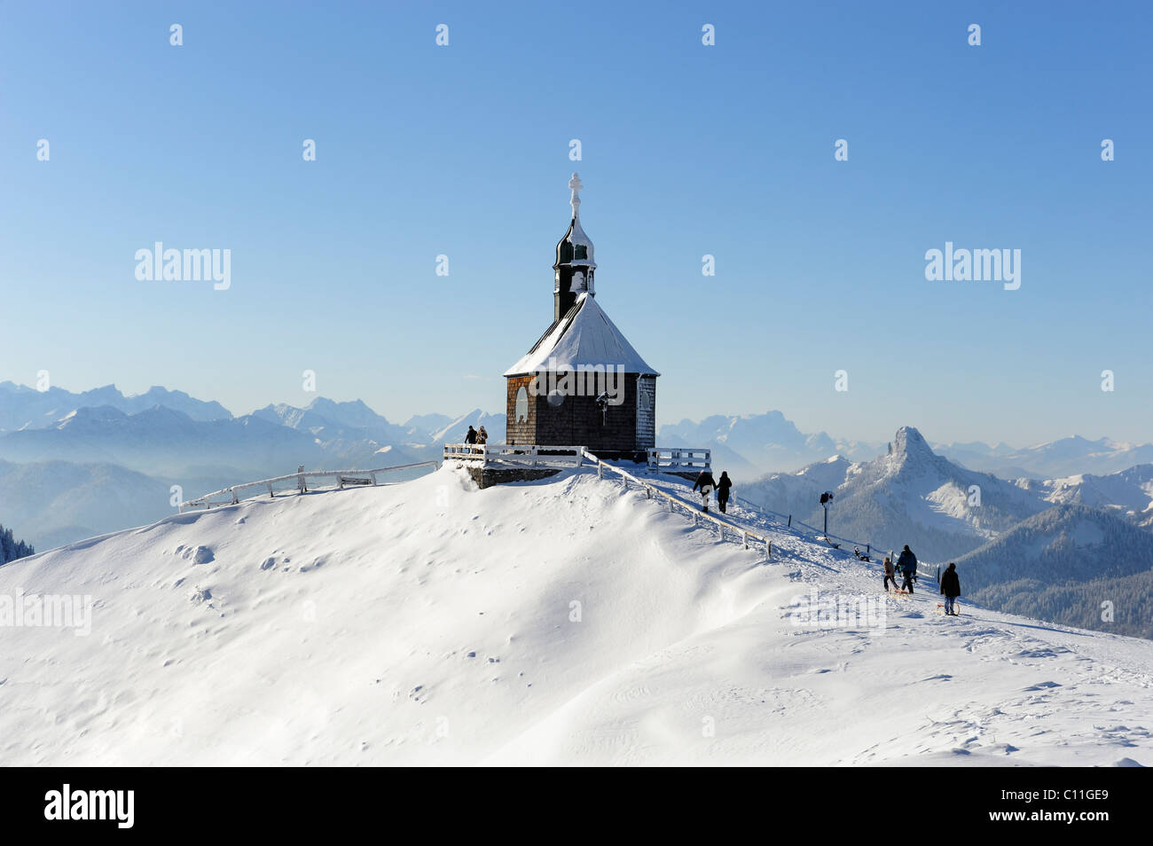Wallbergkircherl chapel, Mt. Wallenberg, Bavarian Alps, Upper Bavaria, Bavaria, Germany, Europe Stock Photo