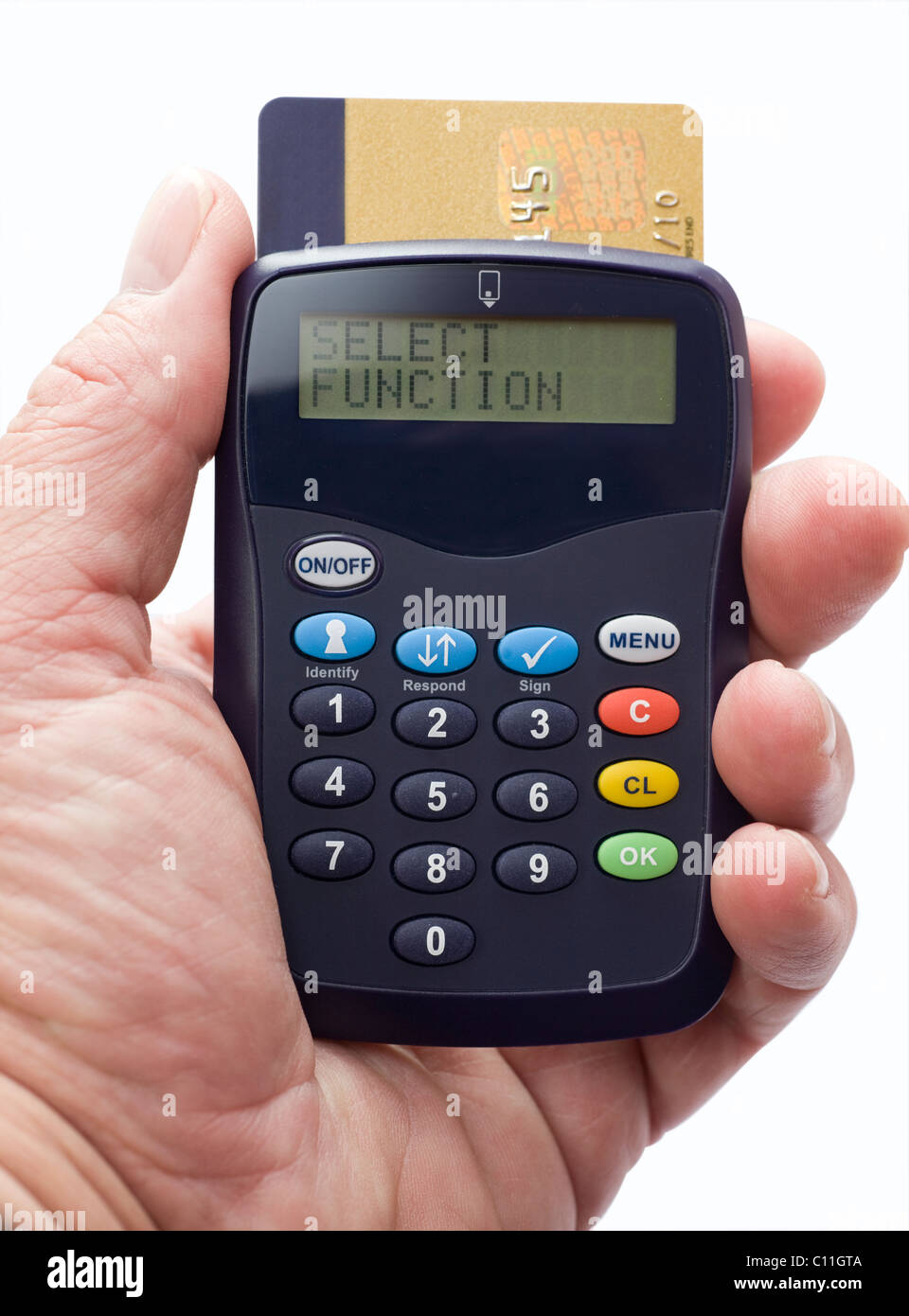 Card reader used to generate security code for on-line banking. Stock Photo