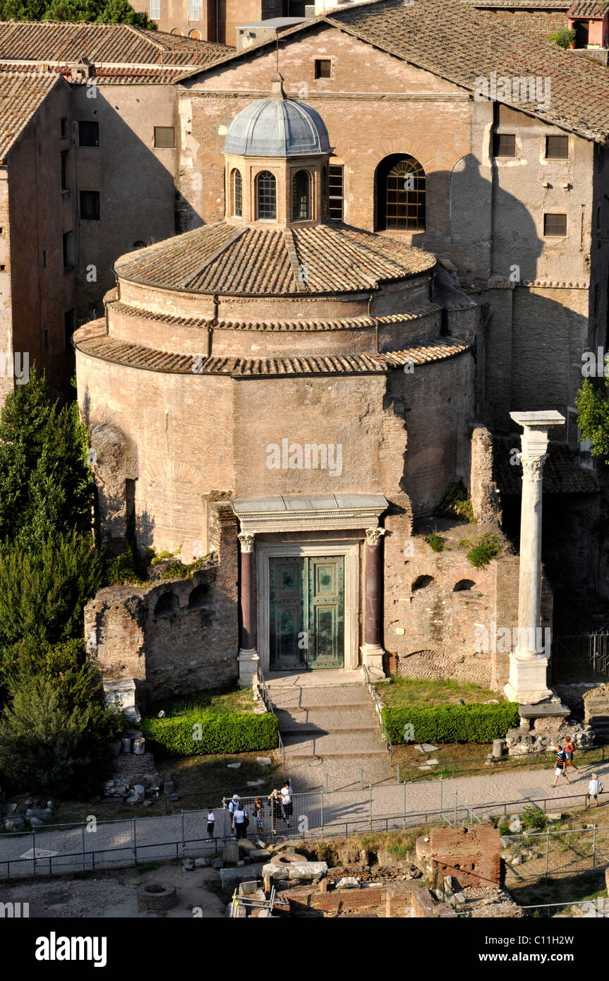 Temple of Romulus or Santi Cosma e Damiano, Forum Romanum, Roman Forum, Rome, Lazio, Italy, Europe Stock Photo