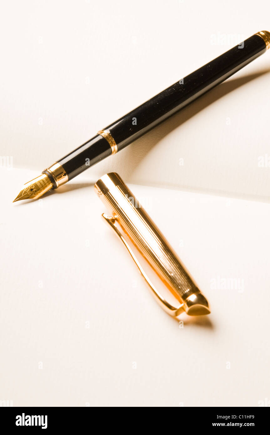 classic fountain pen and blank diary Stock Photo - Alamy