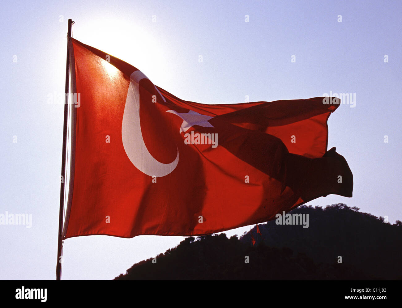 The Turkish flag - flag of Turkey Stock Photo