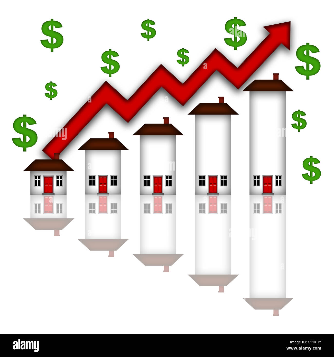 Real Estate Home Values Going Up Graph Chart White Background Stock
