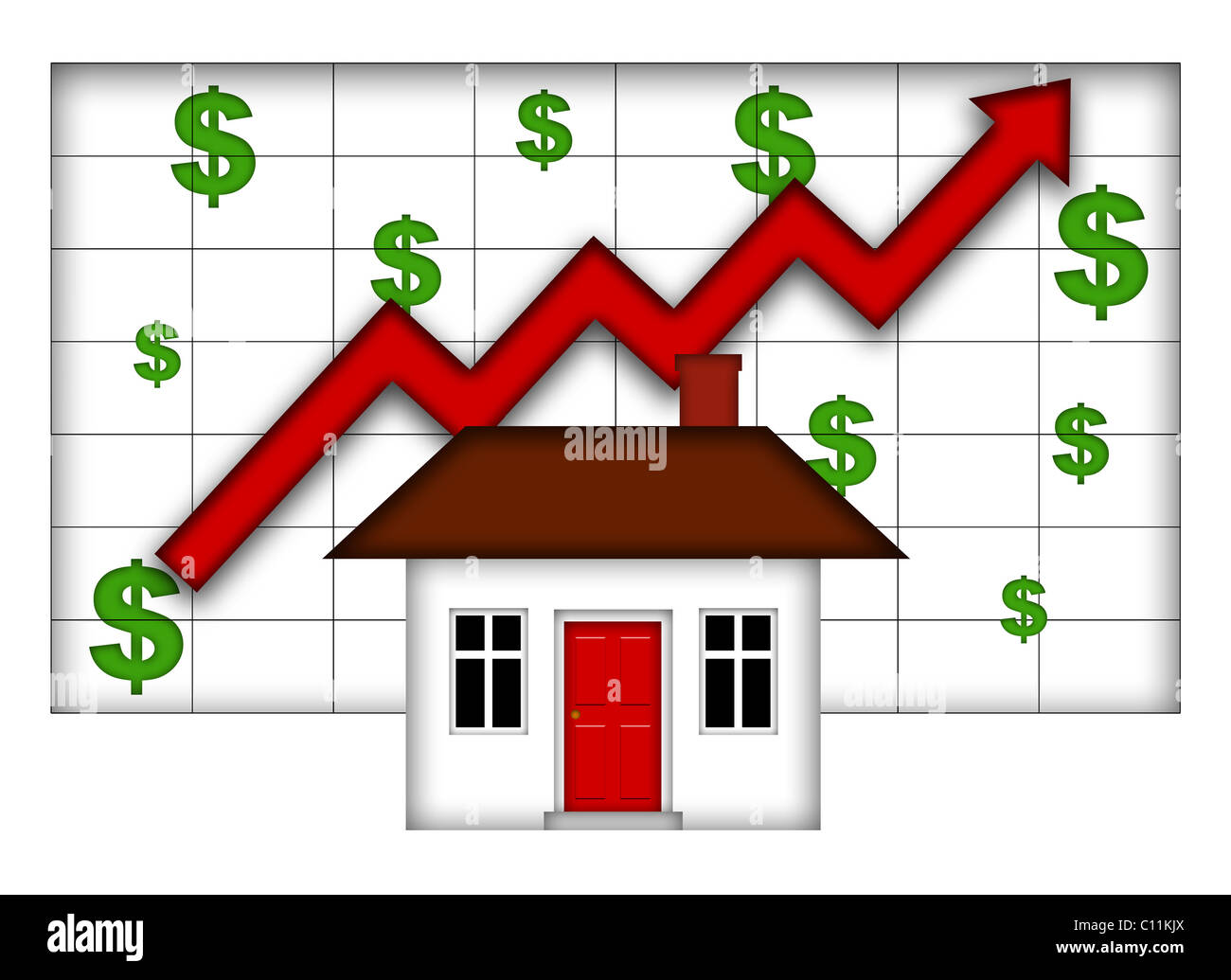 Real Estate Home Values Going Up Chart Stock Photo