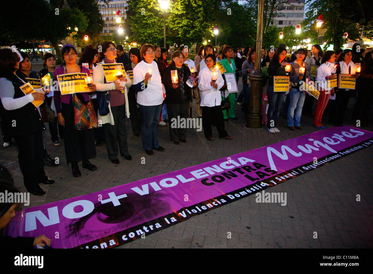 Demonstration, violence against women, Concepción, Chile, South America Stock Photo