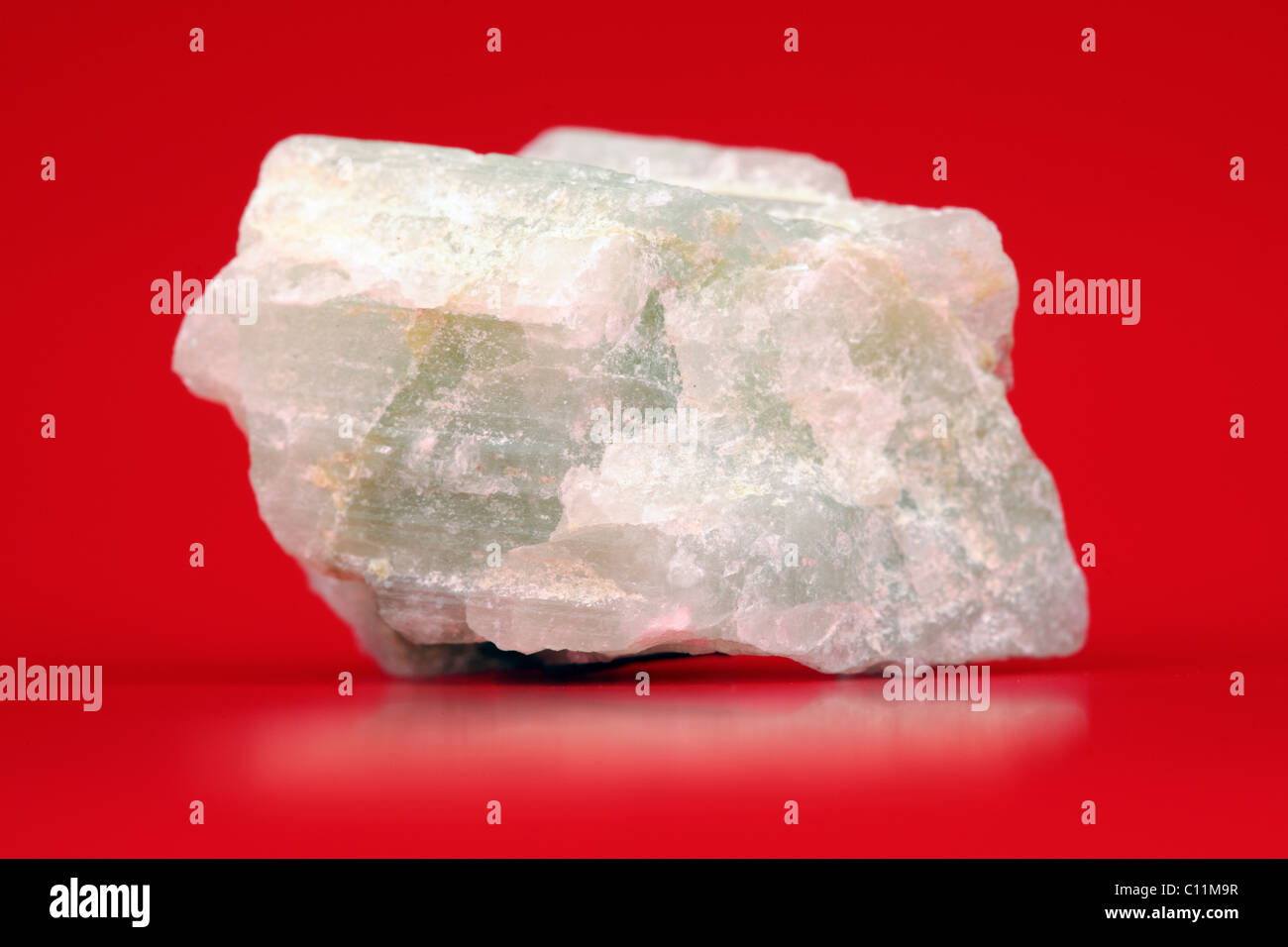 Silicate mineral rock sample of Aquamarine from Madagascar Stock Photo