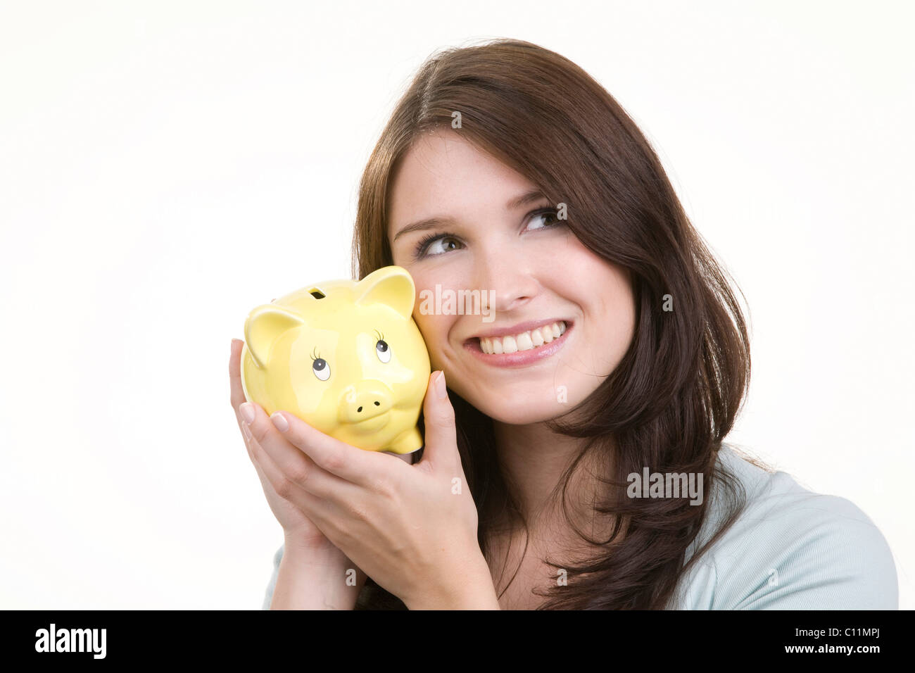 Woman with piggy bank Stock Photo - Alamy