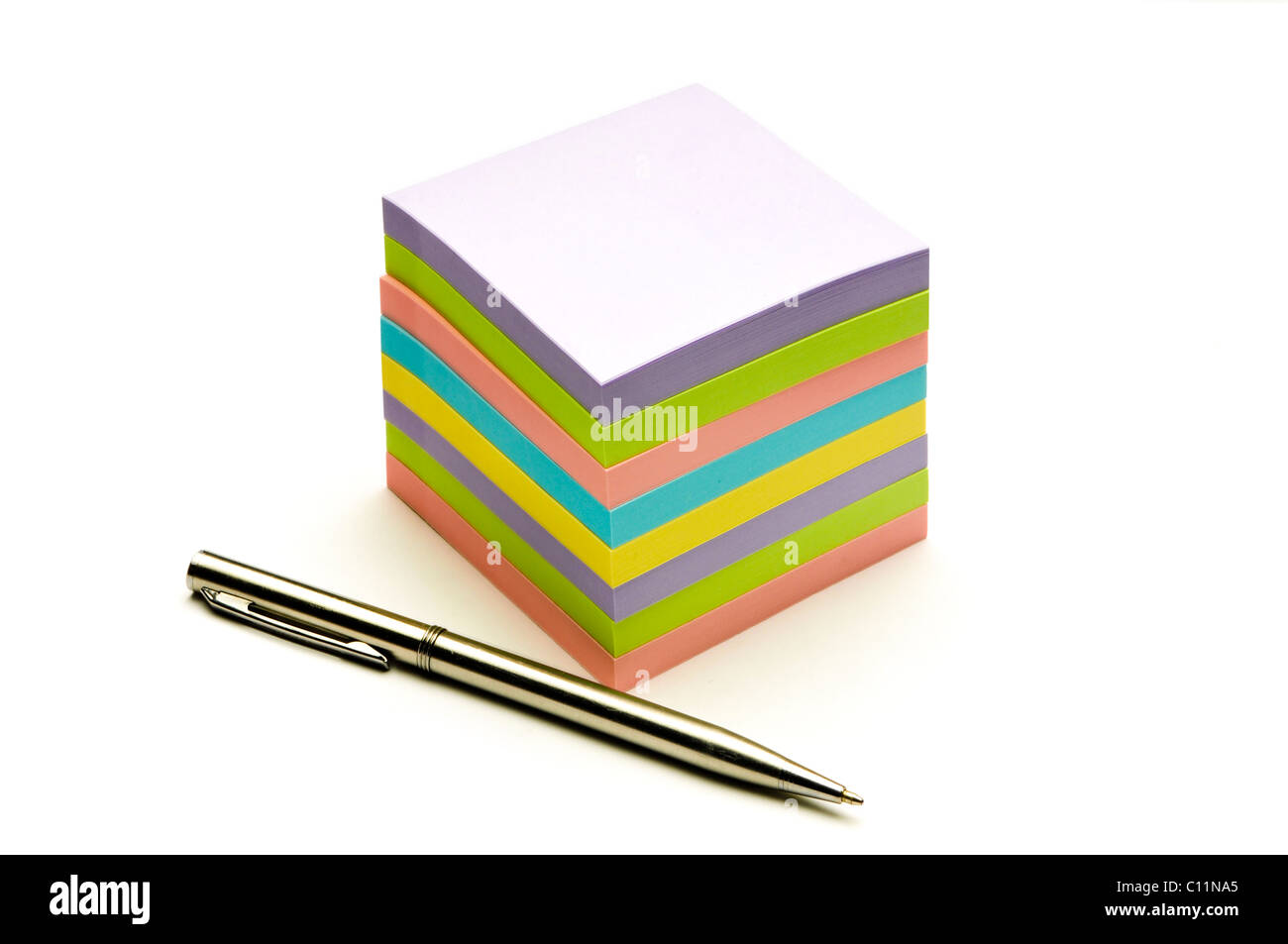 stack of colorful note papers Stock Photo