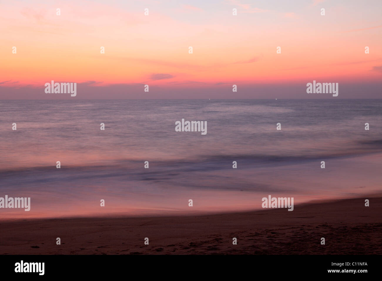 Sunset, beach south of Kovalam, Malabar Coast, Malabar, Kerala, southern India, India, Asia Stock Photo