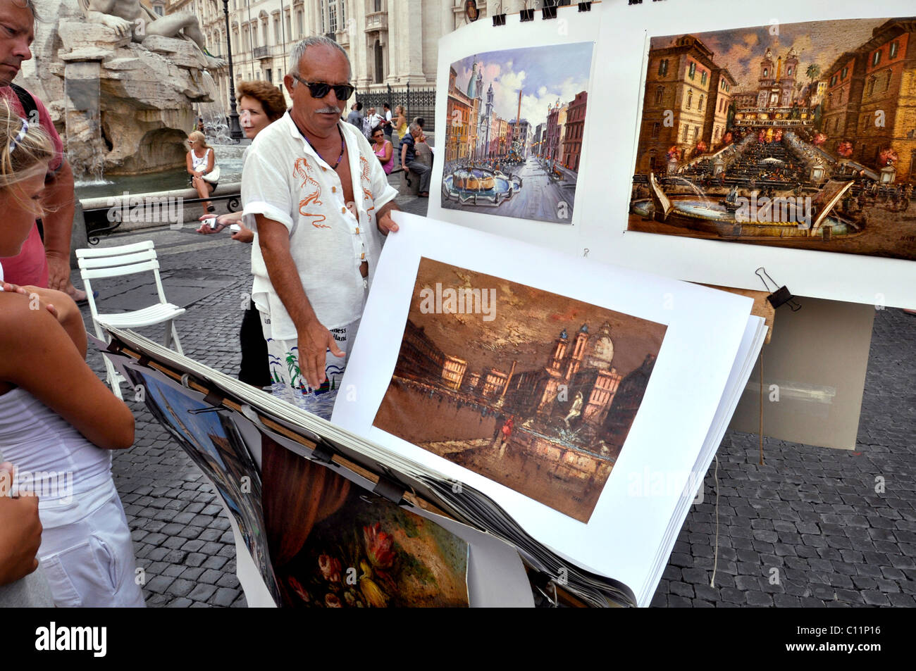 Artist, painter, Piazza Navona square, Rome, Lazio, Italy, Europe Stock Photo