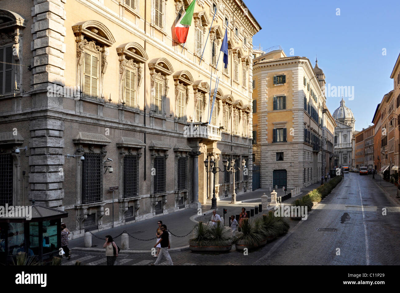 Palazzo Madamma square, Senate, Corso del Rinascimento street, Sant'Andrea della Valle basilica church, Rome, Lazio, Italy Stock Photo