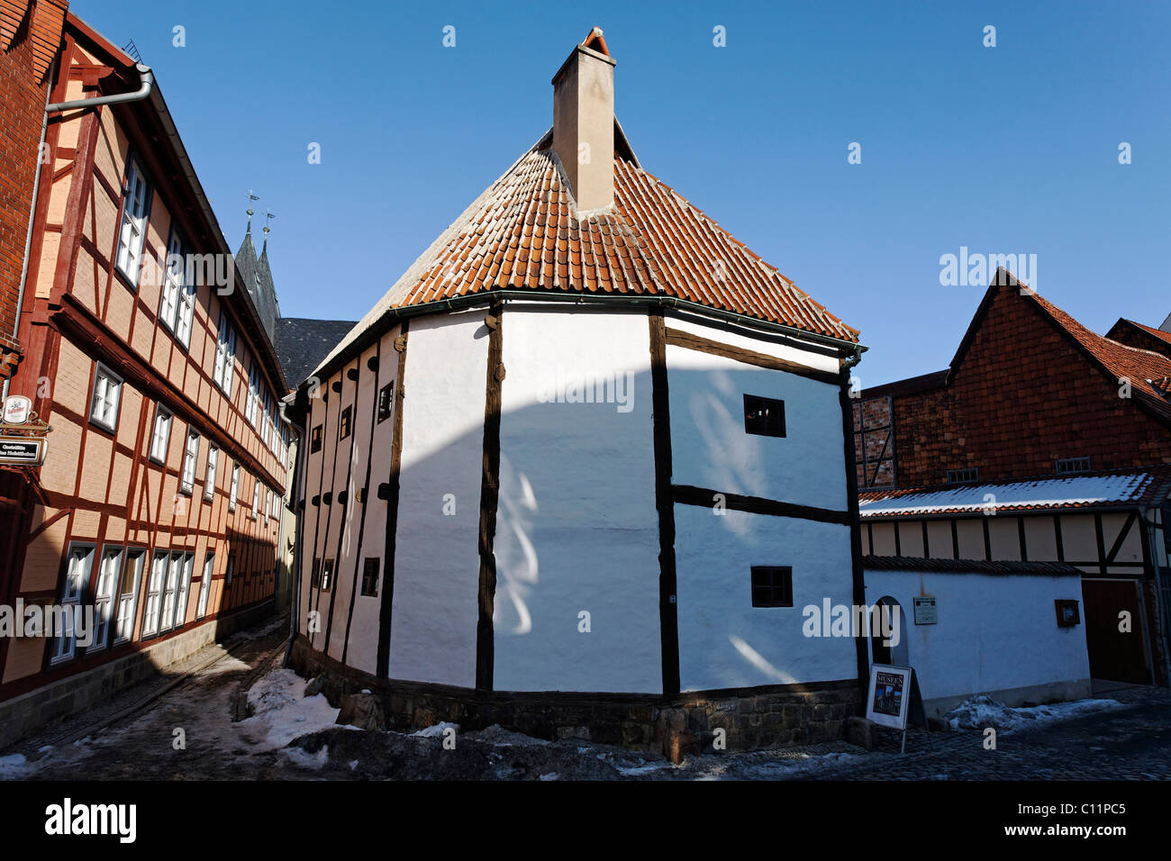Staenderbau' half-timber museum, in word, historic centre, Quedlinburg, Harz, Saxony-Anhalt, Germany, Europe Stock Photo